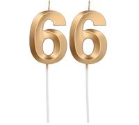 Folat 24236 Cake Candle Glamour Number/Number 6 Gold Metallic Birthday Candles for Birthday, Birthday Decoration, for Children's Parties, Weddings, Company Parties, Anniversaries, 7 cm (Paquete de 2)