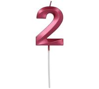 Folat 24242 Cake Candle Glamour Number/Number 2 Pink Metallic Birthday Candles for Birthday, Birthday Decoration, for Children's Parties, Weddings, Company Parties, Anniversaries, 7 cm