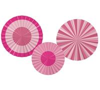 Folat 24314 Decoraciones de fiesta de papel rosa Set de abanicos Deco - Perfect Pink - 3 piezas - Decoraciones para bodas, festivales, carnavales, decoración de cumpleaños, baby shower