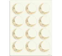 Folat 24899 Eid Mubarak - Pegatinas de nombre regalo - Eid Mubarak - 12 piezas - Ramadán Decoración con Clásico Estrellas Luna para Eid Al Fitr y Eid Al Adha
