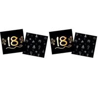 Folat 25055 Fiesta Cumpleaños Decoración Negro Oro Plata Servilletas - 18 -Shining Glam - 33 x 33 cm - 16 piezas (Paquete de 2)
