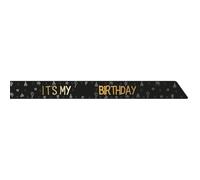 Folat 26855 Fiesta Cumpleaños Decoración Negro Oro Plata - Fajín - "IT'S MY xx BIRTHDAY" - foil - Shining Glam - Para cumpleaños, aniversarios, incluidas pegatinas con números 0 al 9 de 0 a 99 años