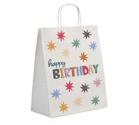 Folat 26871 Decoración de cumpleaños blanca con estrellas de colores - Bolsas de regalo - Starburst - 20 x 27 cm - 6 piezas - Cumpleaños feliz y colorido para niños y adultos