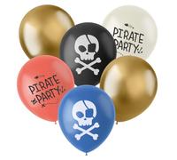 Folat 27474 Decoración Pirata Cumpleaños -Globos de Látex - Pirate Party - 33 cm - 6 piezas - Globos para fiesta pirata niña niño