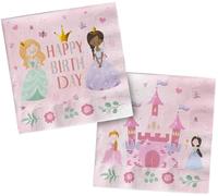 Folat 27487 Decoración de cumpleaños de Princesa Rosa - Servilletas - Pretty Princess - 250 ml - 20 piezas - Vajilla de fiesta de princesa para fiestas de princesas.
