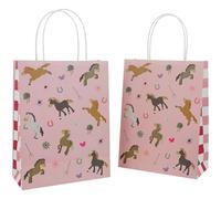 Folat B.V.-Folat 27508 Cumpleaños Rosa-Bolsas de regalo-Happy Horses-20 x 27 cm-6 piezas-Decoración de fiesta de caballo, color rosado, 1 stück (6er Pack)