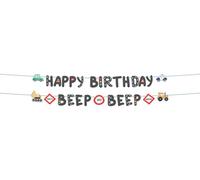 Folat 27671 Reutilizable Banderola Feliz Cumpleaños Juego de banderines con letras - Happy Birthday - Wacky Wheels - 1,5 metros. Decoraciones de Fiesta de Cumpleaños