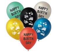 Folat 27672 Globos Wacky Wheels para fiesta de coches Globos de látex - Wacky Wheels - 33 cm - 6 piezas. Decoracíon de fiesta de cumpleaños para niños