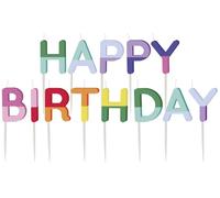 Folat 27788 Decoración de cumpleaños y fiestas coloridas - Velas - "HAPPY BIRTHDAY" - Stripetastic - Artículos de fiesta para niños y adultos