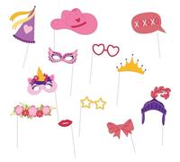 Folat 27803 Decoración de cumpleaños y fiestas coloridas - Photobooth set - Chica - Stripetastic - 12 piezas - Artículos de fiesta para niños y adultos