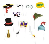 Folat 27804 Decoración de cumpleaños y fiestas coloridas - Photobooth set - Chico - Stripetastic - 12 piezas - Artículos de fiesta para niños y adultos