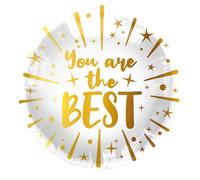 Folat 27916 Globos blanco y dorado con texto Globo de Aluminio - You are the BEST - 45 cm Eres el Mejor