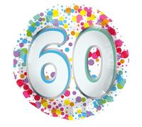 Folat 27960 Globo de cumpleaños 60 año Globo de aluminio - 60 - Arco Iris - 45 cm Puntos de arcoíris