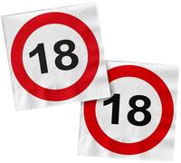 Folat 28372 Servilletas 18 años - Señal de Tráfico 18-33 x 33 cm - 20 piezas rojo blanco para cumpleaños