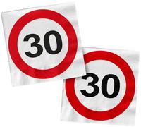 Folat 28373 Servilletas 30 años - Señal de tráfico 30-33 x 33 cm - 20 piezas rojo blanco para cumpleaños