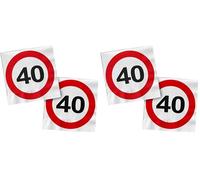 Folat 28374 Servilletas 40 años - Señal de tráfico 40-33 x 33 cm - 20 piezas rojo blanco para cumpleaños (Paquete de 2)