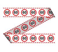 Folat B.V.- 28460 Herzen Señal de tráfico con Cinta de Barrera para Fiestas, 15 m, número 60, Color Rojo/Blanco, Talla estándar (SCH-5426)