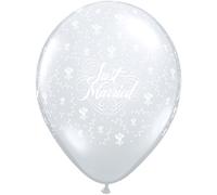 Folat 37087Q Globo Diamante Recién Casado 28 cm-50 Piezas, Látex, Transparente