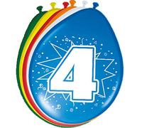 Folat - 4 Año Globos para Fiesta Decoración - Multicolor - 12In/30cm - 8 piezas