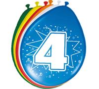 Folat - 4 Año Globos para Fiesta Decoración - Multicolor - 12In/30cm - 8 piezas