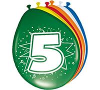 Folat - 5 Año Globos para Fiesta Decoración - Multicolor - 12In/30cm - 8 piezas , color/modelo surtido