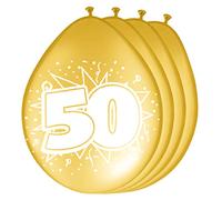 Folat - 50 Años Metálico Globos para Fiesta Decoración - Oro - 12In/30cm - 8 Piezas