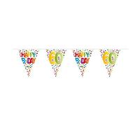 Folat-60.o cumpleaños Happy Bday Dots Bunting Garland-10 m, Multicolor (27160)