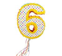 Folat 60946 - Pinata Número 6 Multicolor 50 cm - Números de piñata para fiestas, aniversario, cumpleaños, decoración forma de número 6 o 60, juego de fiesta