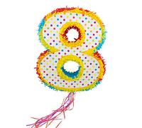 Folat 60948 - Pinata Número 8 Multicolor 50 cm - Números de piñata para fiestas, aniversario, cumpleaños, decoración forma de número 8 o 80, juego de fiesta