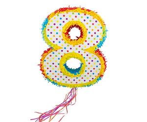 Folat 60948 - Pinata Número 8 Multicolor 50 cm - Números de piñata para fiestas, aniversario, cumpleaños, decoración forma de número 8 o 80, juego de fiesta