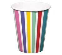 Folat 61925 Vajilla de fiesta Vasos Fiesta 250ml 6 piezas Rayas Color Pop - Vasos de papel para Cumpleanos, Fiesta infantil, Despedida de Soltera, Compromiso, Boda, Aniversario