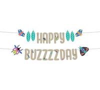 Folat 62806 Decoración para Fiestas de Insectos Fiesta Infantil y Cumpleaños - Set de guirnalda de letras - "Happy Buzzzzday" - Buzzing Bugs - 1,5 metros - Suministros de papel para fiestas