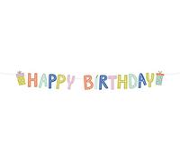 Folat 62832 Banner con letras Happy Birthday Eco Party - 2 metros