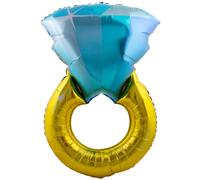 Folat 62935 Globo de Anillo con diamantes Globo de Aluminio - Forma - Anillo - 54 x 83 cm Fiesta de Compromiso Anniverario, Boda celebración