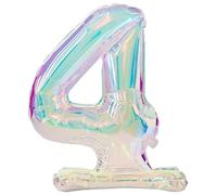 Folat B.V.- Folat 62949 Globo Número 4 Iridescentes 72 cm - Sin helio - Decoraciones para Cumpleaños, Baby showers, Bodas y Aniversarios, Color