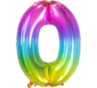 Folat 63240 Globo de Aluminio Número Figura 0 Yummy Gummy Rainbow 86 cm - decoración globos de helio para cumpleaños, aniversario