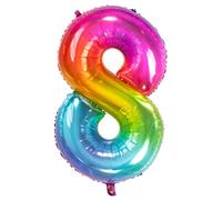 Folat 63248 Globo de Aluminio Número Figura 8 Yummy Gummy Rainbow 86 cm - decoración globos de helio para cumpleaños, aniversario