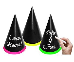 Folat 63704 - Conos de fiesta para escribir (6 unidades, unisex), varios colores