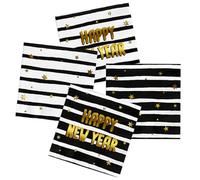 Folat 63756 Servilletas - BlackGold HNY - 33 x 33 cm - 20 piezas - Nochevieja Decoracion fin de año Oro Negro, Feliz año nuevo, Happy New Year