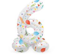 Folat 63966 Globo de Aluminio Número Figura 6 Joyful Party Multicolor 72 cm - decoración globos para cumpleaños, aniversario (no se necesita helio)