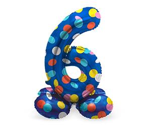 Folat 63976 Globo de Aluminio Número Figura 6 Colorful Dots Multicolor 72 cm - decoración globos para cumpleaños, aniversario (no se necesita helio)