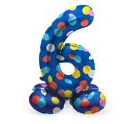 Folat 63976 Globo de Aluminio Número Figura 6 Colorful Dots Multicolor 72 cm - decoración globos para cumpleaños, aniversario (no se necesita helio)