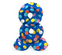 Folat 63978 Globo de Aluminio Número Figura 8 Colorful Dots Multicolor 72 cm - decoración globos para cumpleaños, aniversario (no se necesita helio)