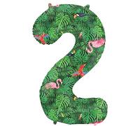 Folat 64152 Globo de Aluminio Número Figura 2 Jungle Vibe Verde 86 cm - decoración globos de helio para cumpleaños, aniversario