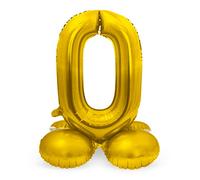 Folat 64700 Globo de Aluminio con Base Número Figura 0 color dorado 86 cm - decoración globos de helio para cumpleaños, aniversario