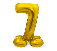 Folat 64707 Globo de Aluminio con Base Número Figura 7 color dorado 86 cm - decoración globos de helio para cumpleaños, aniversario