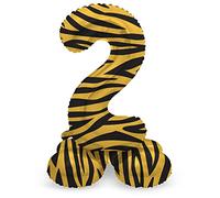 Folat 64752 Globo de Aluminio Número Figura 2 Tiger Chic Naranja 41 cm - decoración globos para cumpleaños, aniversario (no se necesita helio)