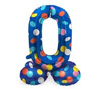 Folat 64780 Globo de Aluminio Número Figura 0 Colorful Dots Multicolor 41 cm - decoración globos para cumpleaños, aniversario (no se necesita helio)