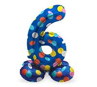 Folat 64786 Globo de Aluminio Número Figura 6 Colorful Dots Multicolor 41 cm - decoración globos para cumpleaños, aniversario (no se necesita helio)