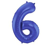 Folat 65926 Globo de Aluminio Número Figura 6 Metalizado Azul Mate 86 cm - decoración Globos de Helio para cumpleaños, Aniversario